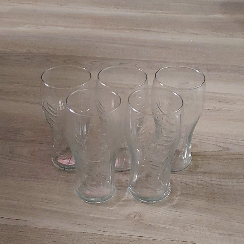 Coke Drinking Glass Genuine Coca-Cola Clear Large 6" Tall Vintage 3-D Lettering